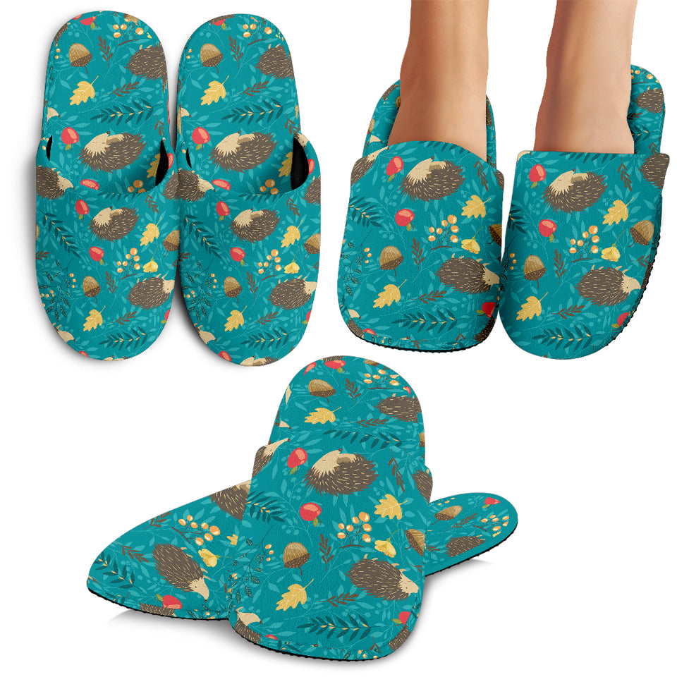 Hedgehog Pattern Print Design 01 Slippers