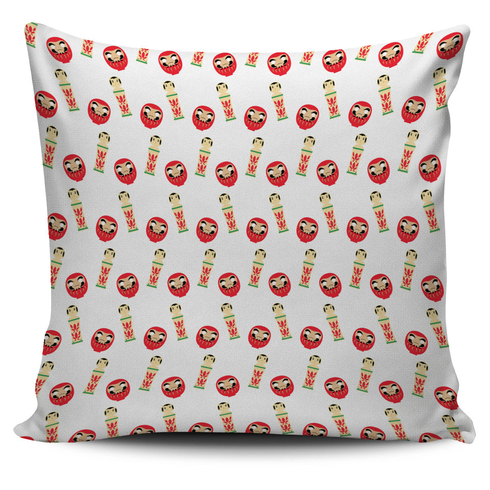 Daruma Japanese Wooden Doll Pillow Cover