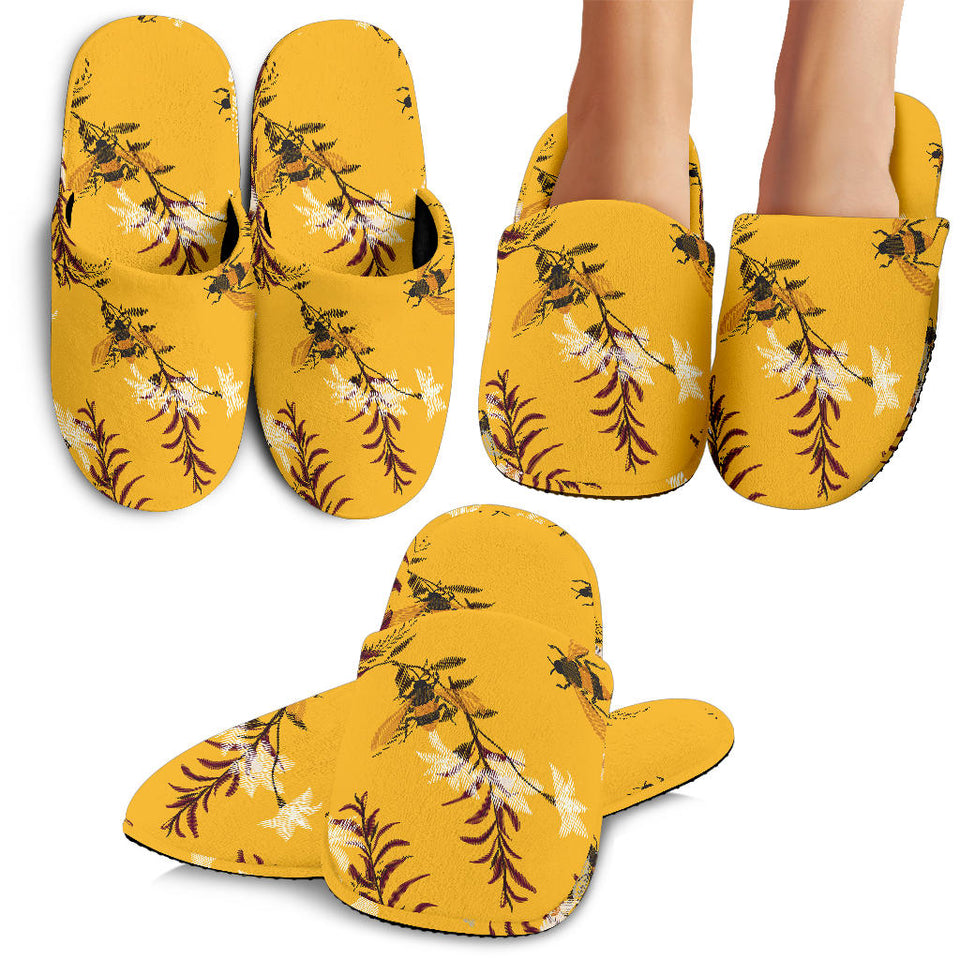 Bee Flower Pattern Slippers