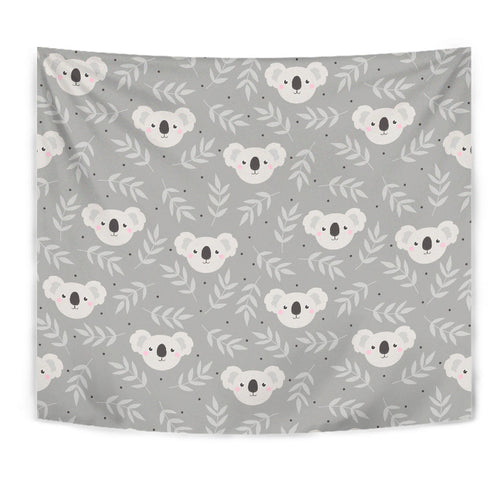 Cute Koala Leaves Pattern Wall Tapestry