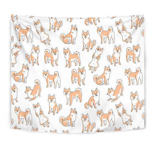 Shiba Inu Dog Pattern Wall Tapestry