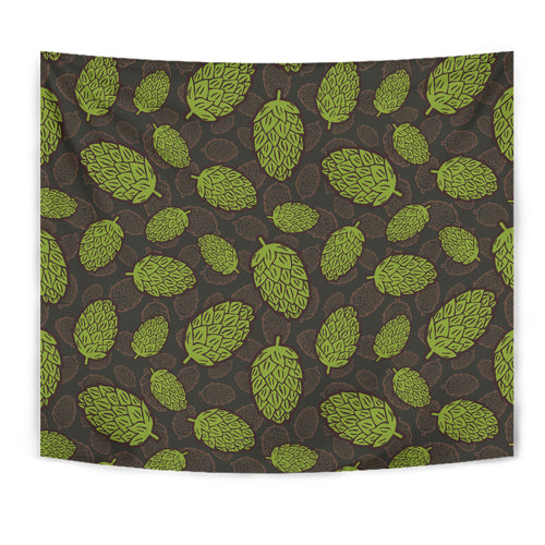 Hop Pattern Black Background Wall Tapestry
