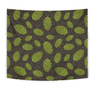 Hop Pattern Black Background Wall Tapestry