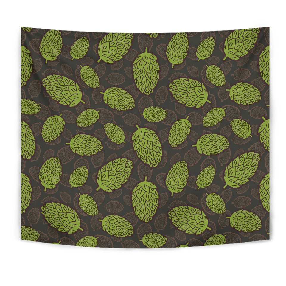 Hop Pattern Black Background Wall Tapestry