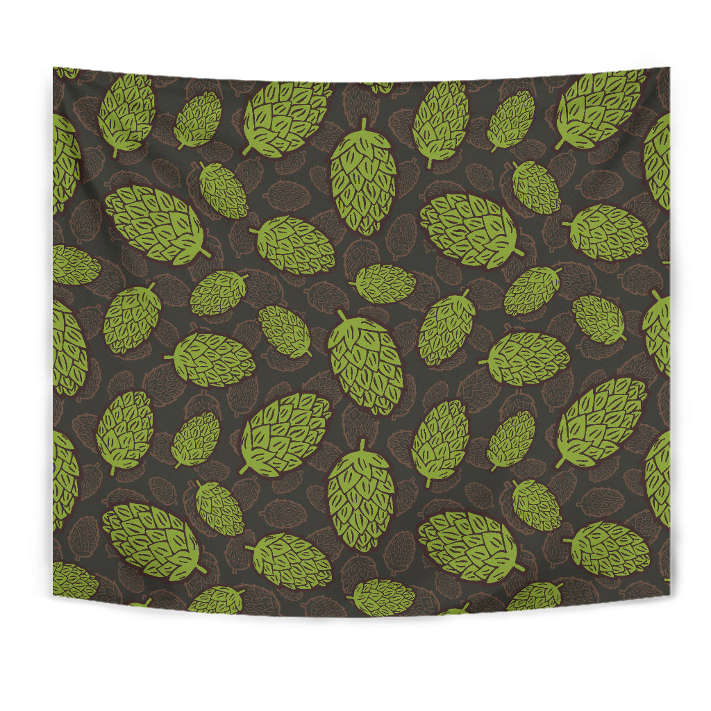 Hop Pattern Black Background Wall Tapestry