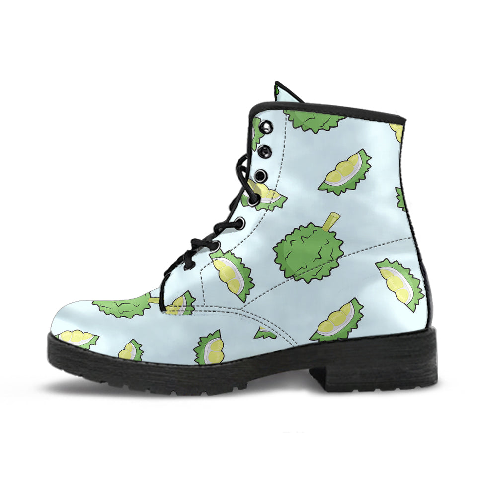 Durian Pattern Blue Background Leather Boots