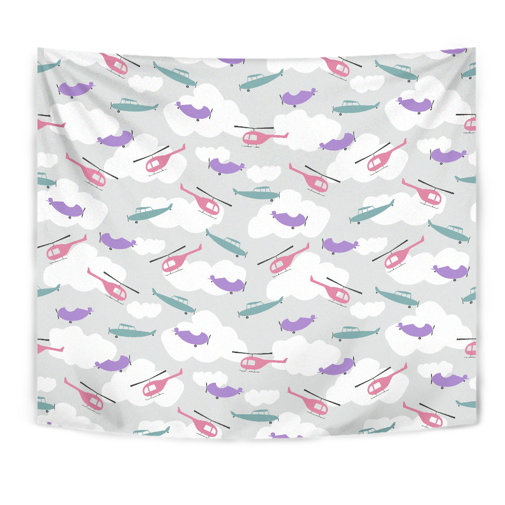 Helicopter Plane Pattern Wall Tapestry
