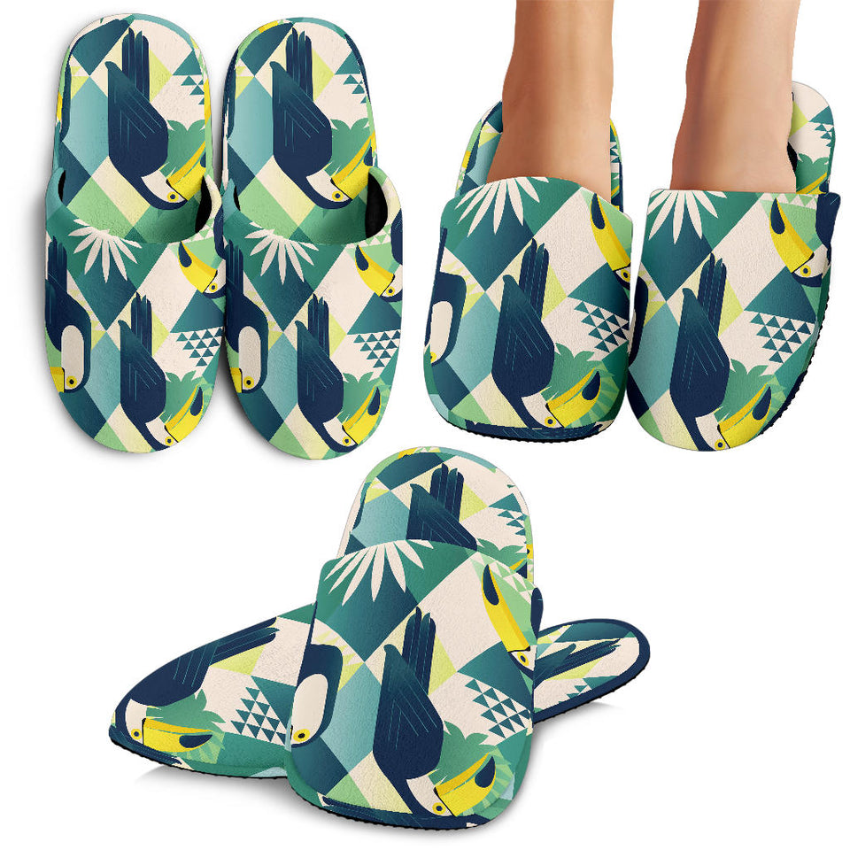 Toucan Tropical Leaves Design Pattern  Slippers