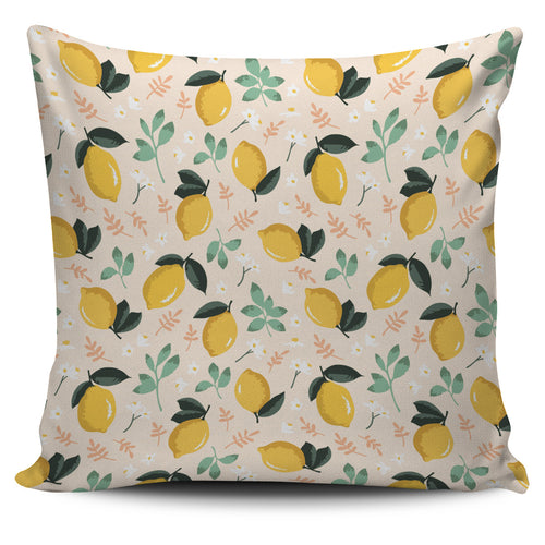 Lemon Flower Leave Pattern Pillow Cover