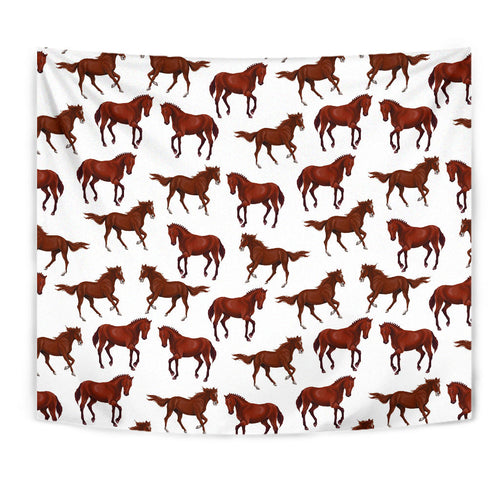 Horses Running Pattern Background Wall Tapestry