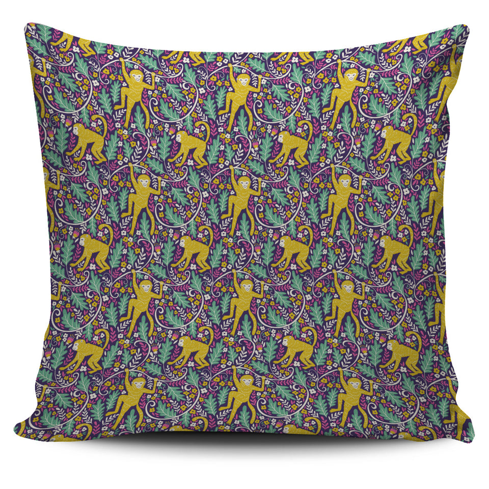 Cute Yellow Monkey Leaves Pattern Pillow Cover