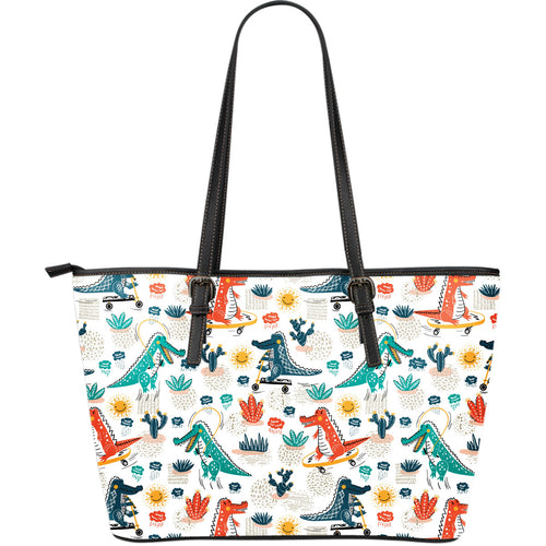 Cute Crocodile Pattern Large Leather Tote Bag