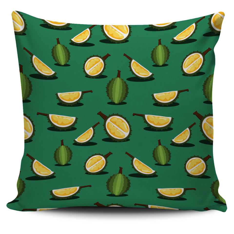 Durian Pattern Green Background Pillow Cover