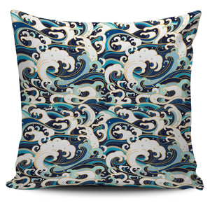 Japanese Wave Pattern Pillow Cover