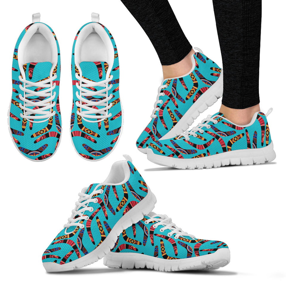 Boomerang Australian Aboriginal Ornamen'St Blue Background Women'S Sneaker Shoes