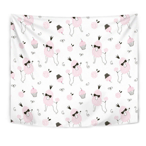 Poodle Dog Rose Cake Pattern Wall Tapestry