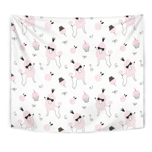 Poodle Dog Rose Cake Pattern Wall Tapestry