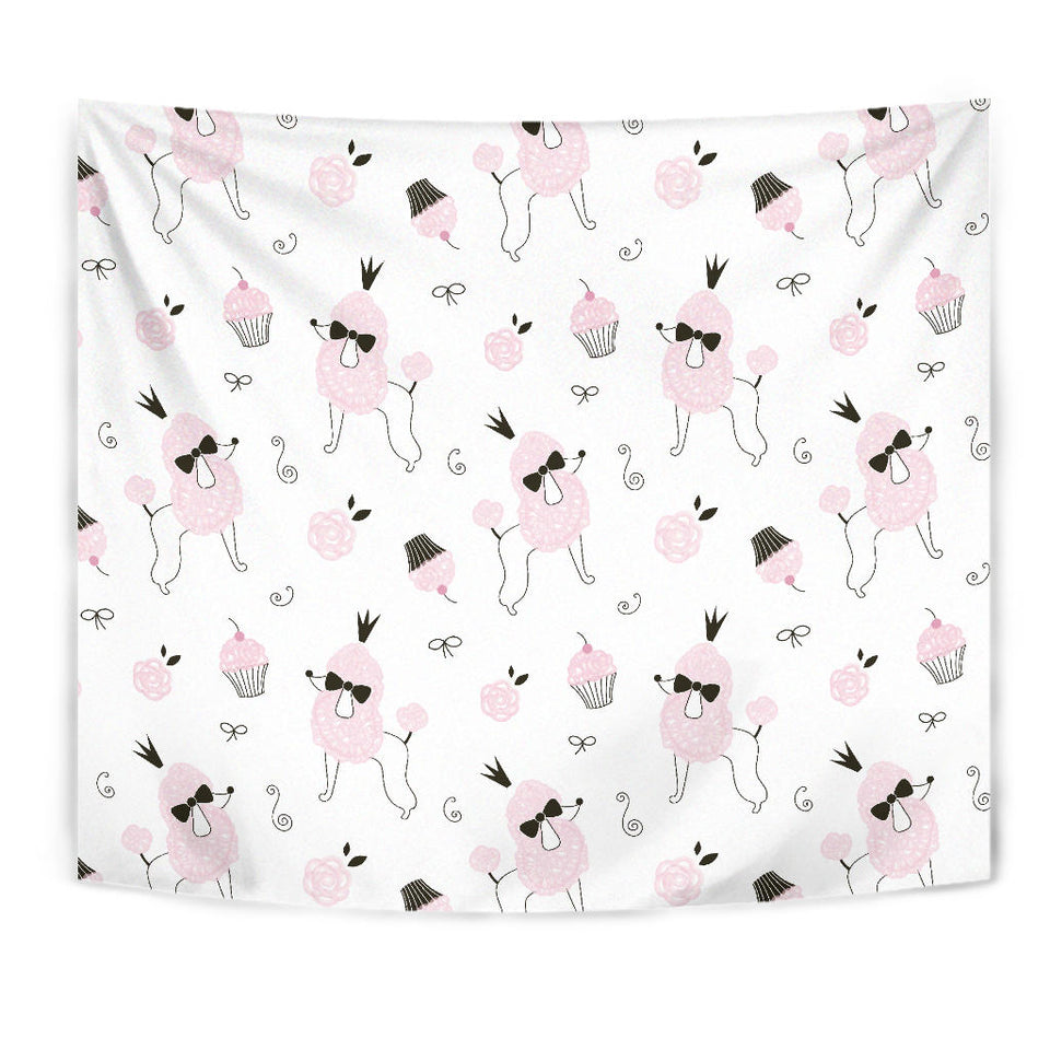 Poodle Dog Rose Cake Pattern Wall Tapestry