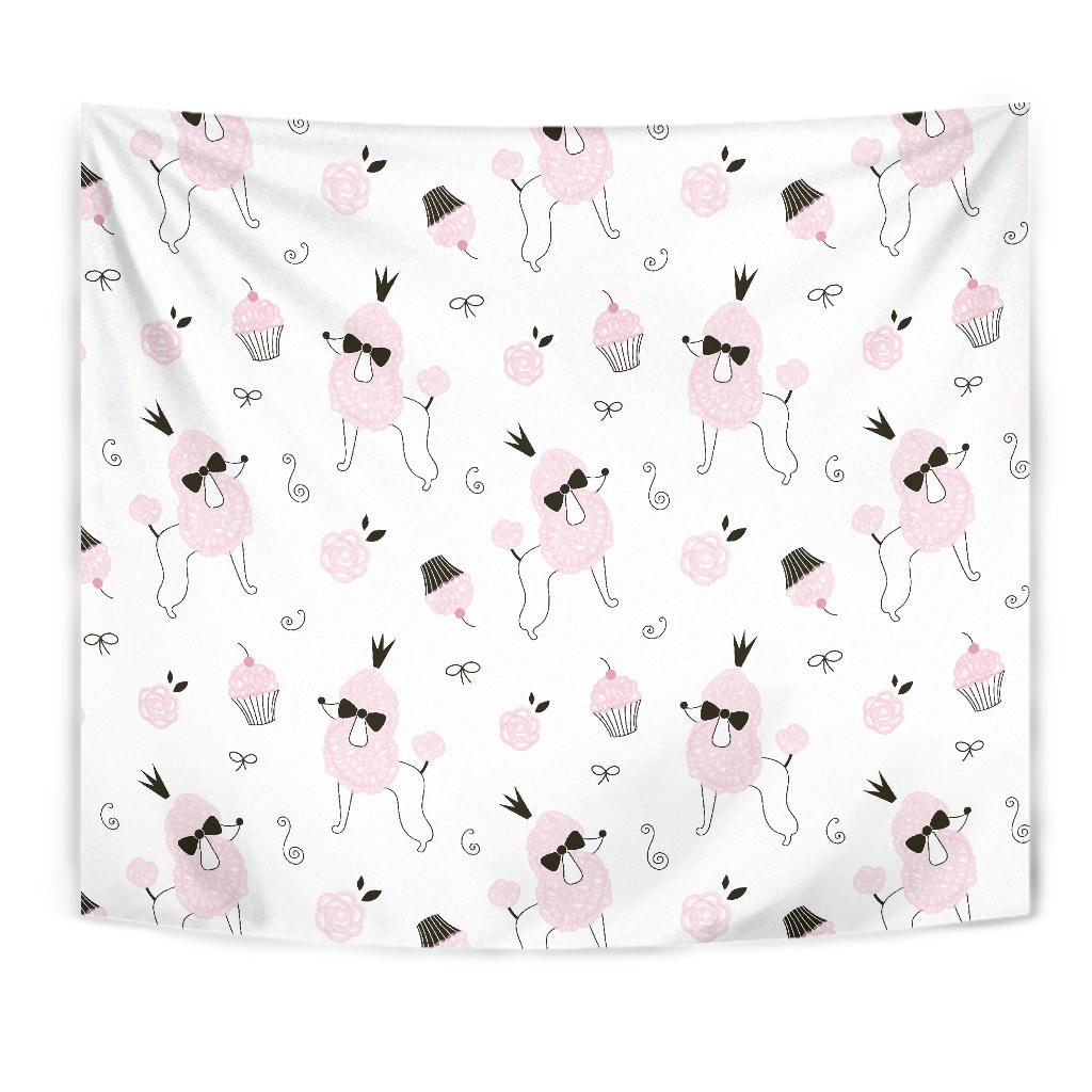 Poodle Dog Rose Cake Pattern Wall Tapestry