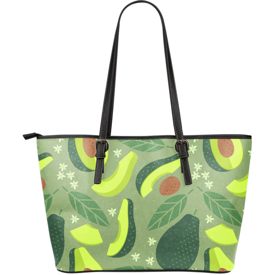 Avocado Pattern Large Leather Tote Bag