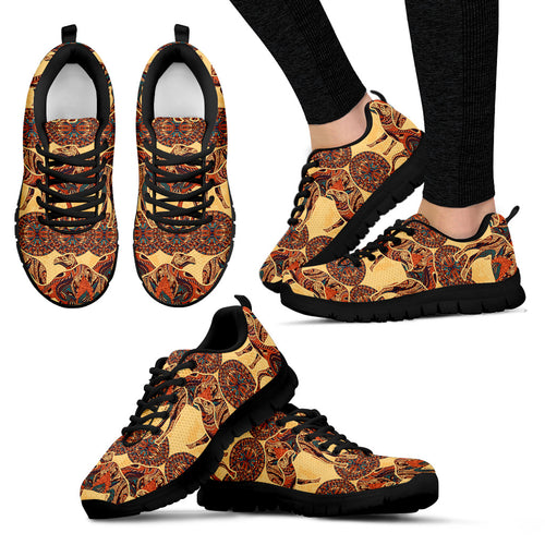 Camel Polynesian Tribal Design Pattern Women'S Sneaker Shoes
