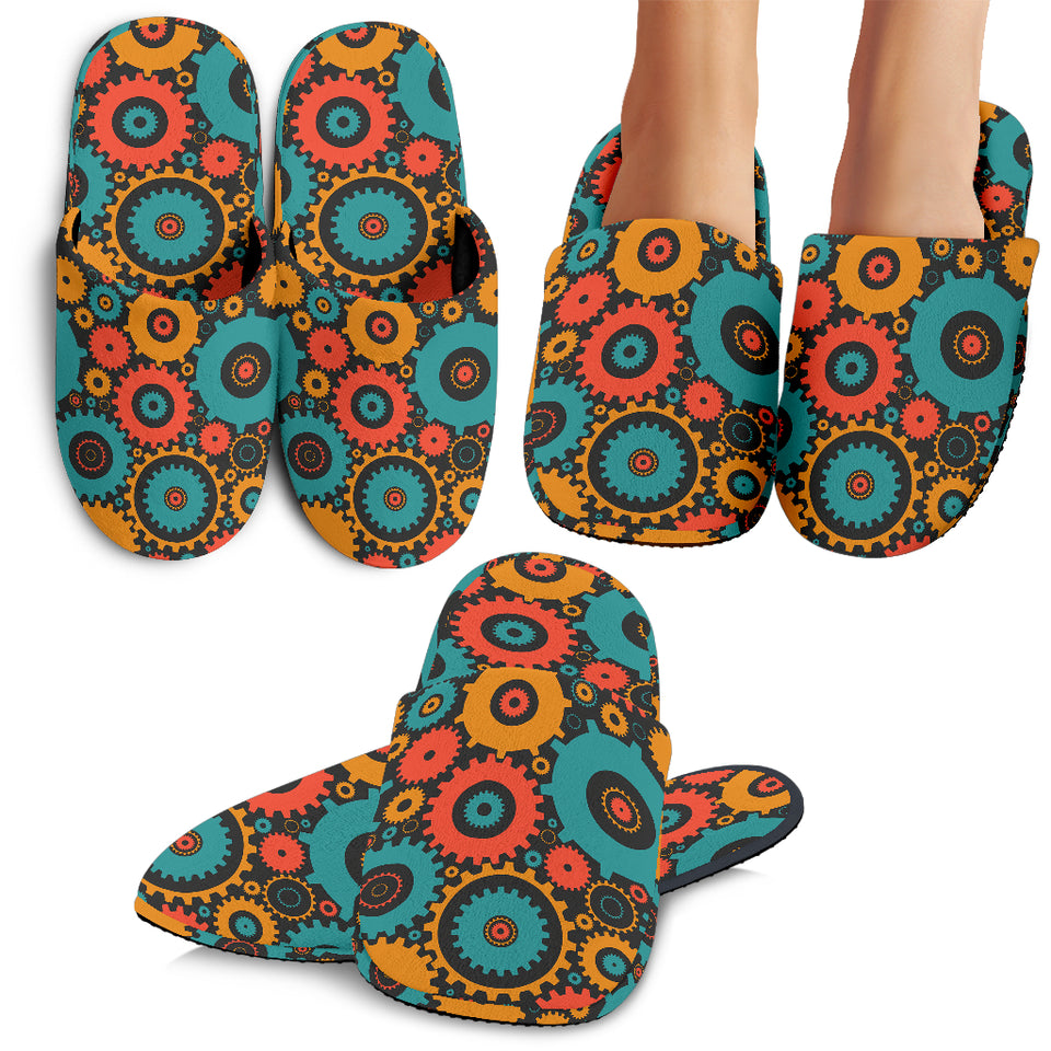 Gear Pattern Print Design 01 Slippers