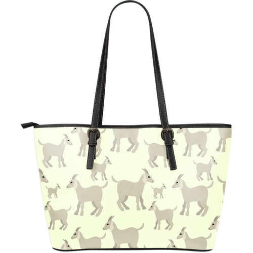 Little Young Goat Pattern Large Leather Tote Bag