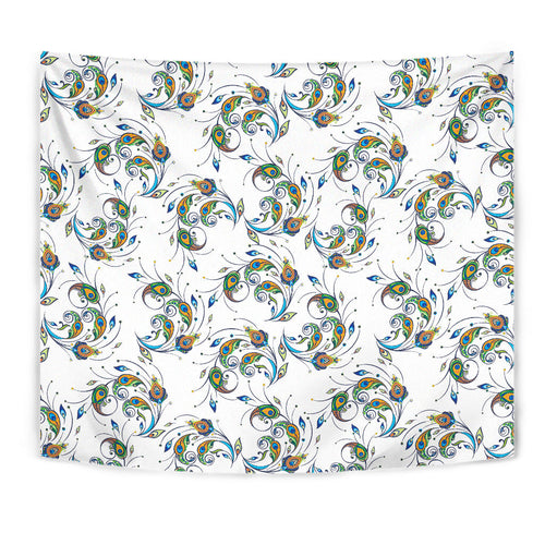 Peacock Feather Pattern Wall Tapestry