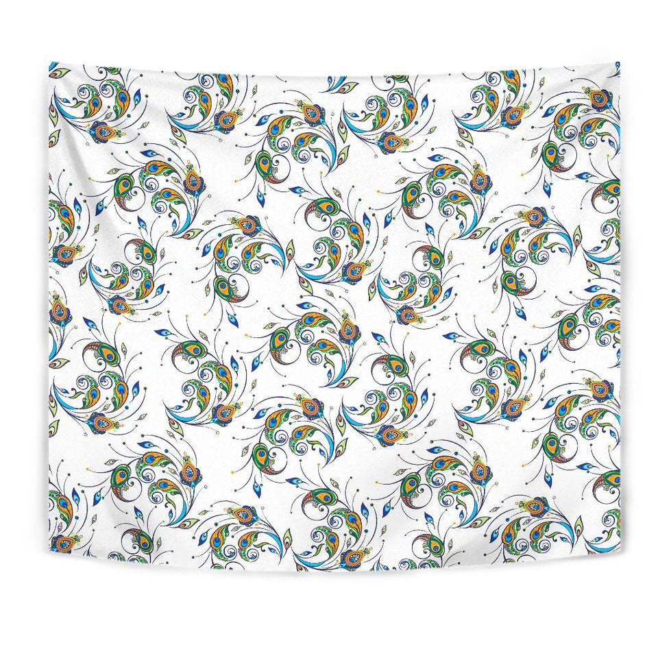 Peacock Feather Pattern Wall Tapestry