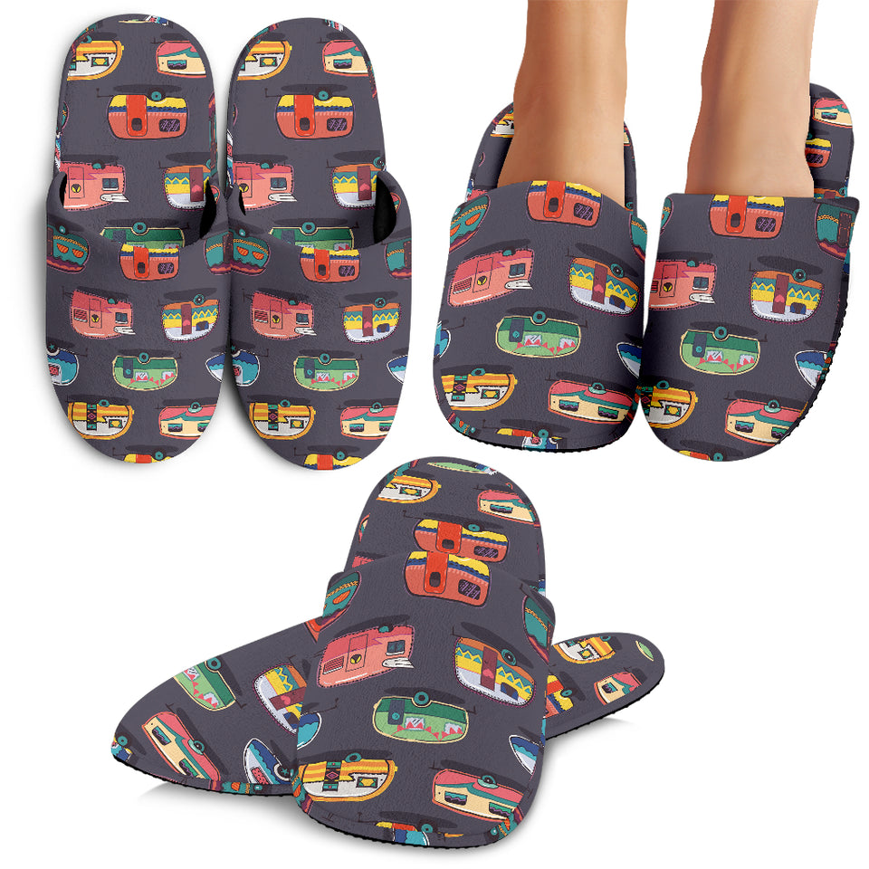 Camper Van Pattern Print Design 02 Slippers