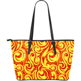 Fire Flame Design Pattern Large Leather Tote Bag