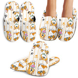 Cute Dog Corgi Striped Background Pattern Slippers