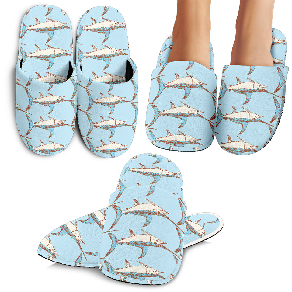 Swordfish Pattern Print Design 01 Slippers