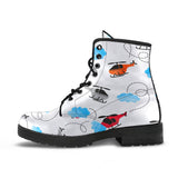 Watercolor Helicopter Cloud Pattern Leather Boots