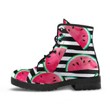 Watercolor Paint Textured Watermelon Pieces Leather Boots