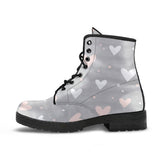 Heart Pattern Gray Background Leather Boots