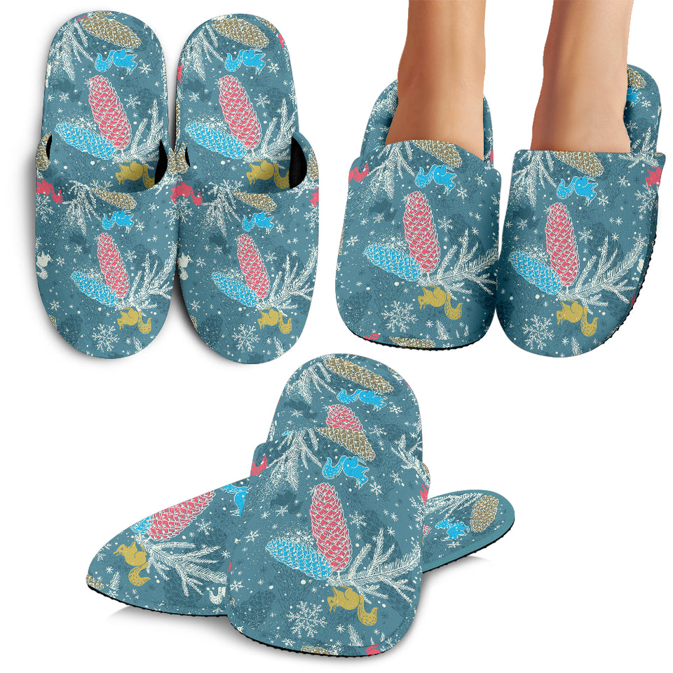 Squirrel Pattern Print Design 01 Slippers