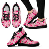 Cherry Flower Pattern Pink Background Women'S Sneaker Shoes