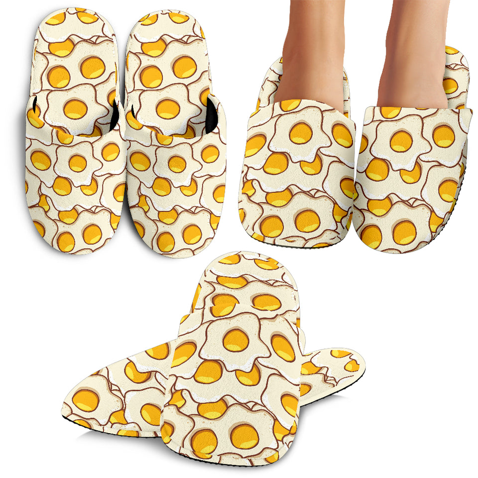 Fried Eggs Pattern Print Design 02 Slippers