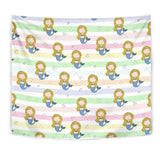 Cute Hand Drawn Mermaid Wall Tapestry