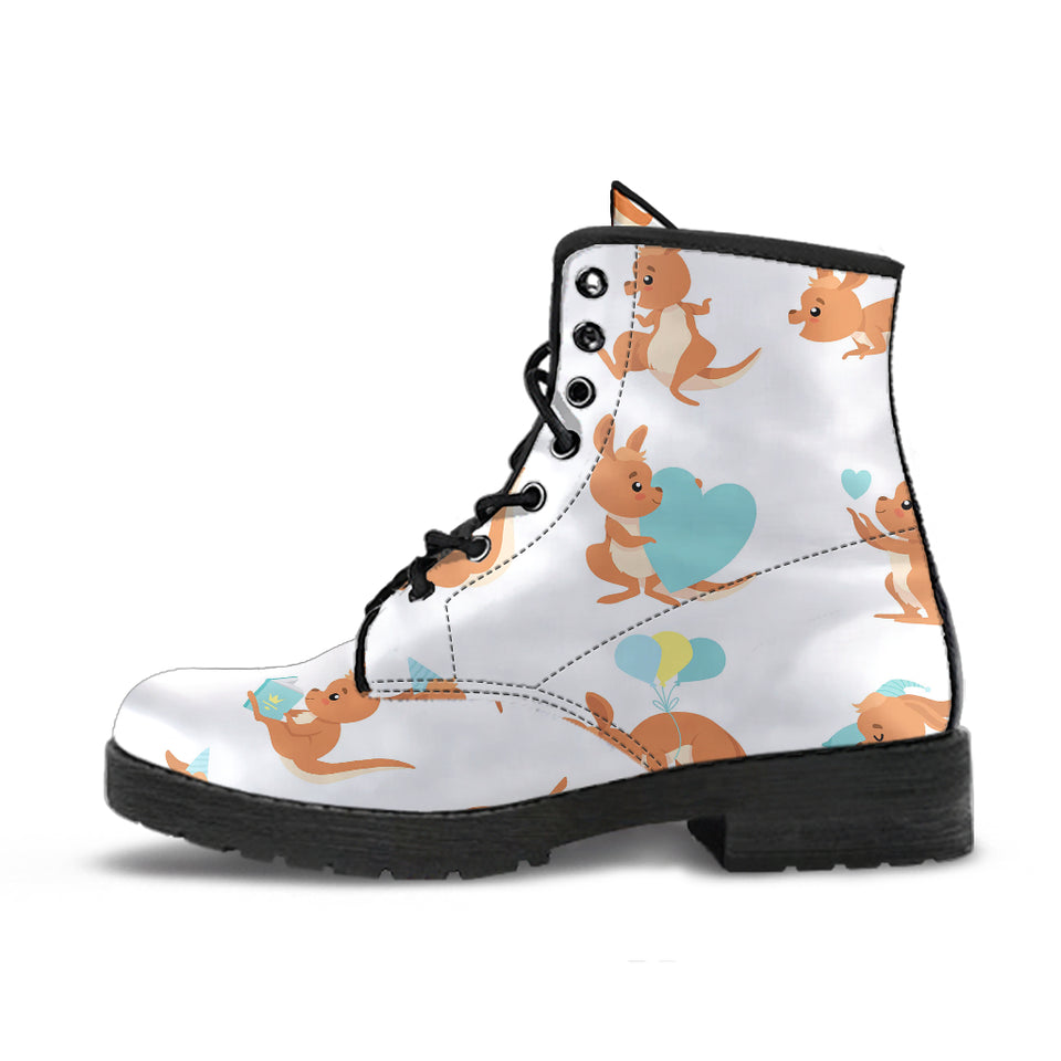Cute Kangaroo Pattern Leather Boots