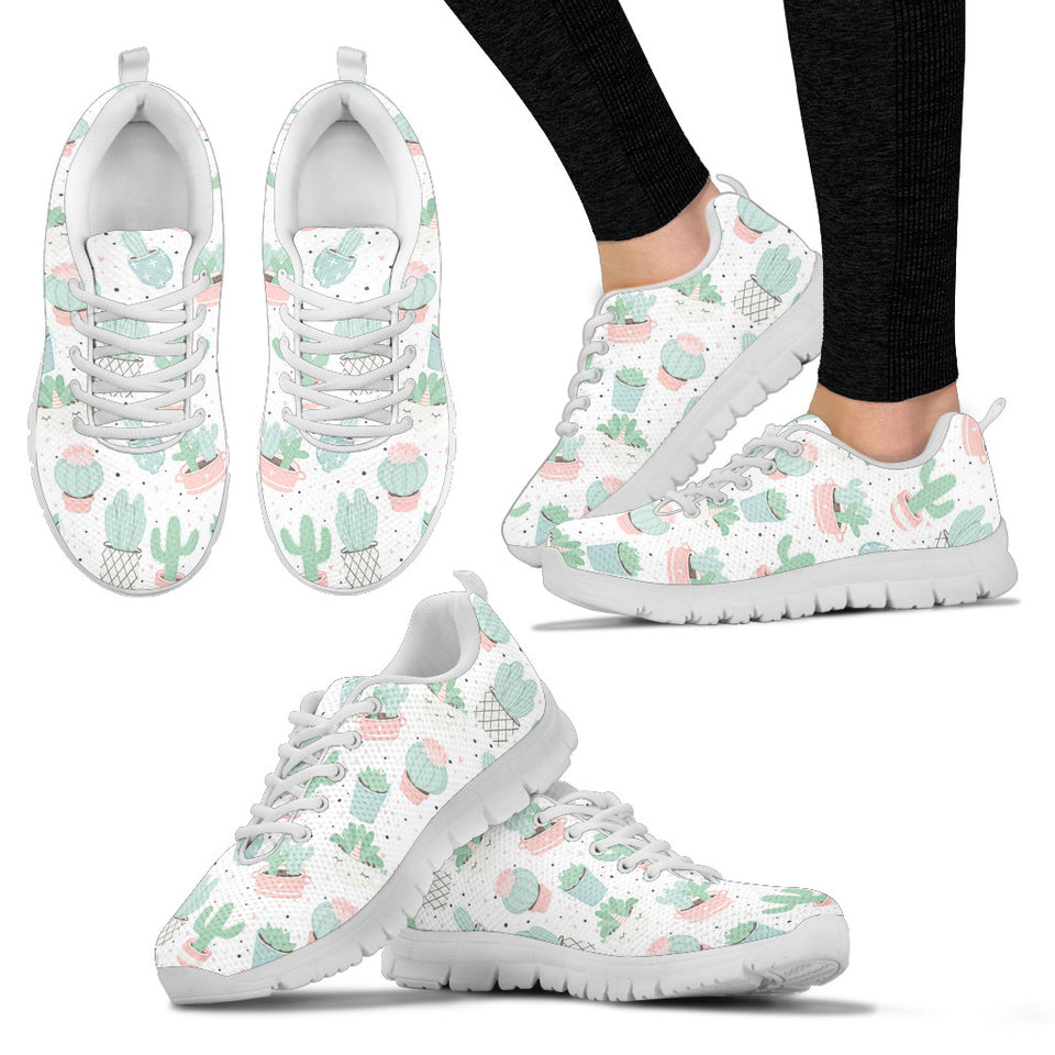 Pastel Color Cactus Pattern  Women'S Sneaker Shoes