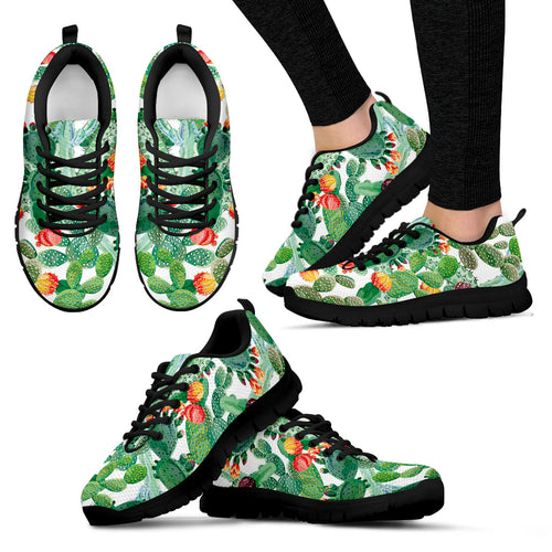 Cactus Design Pattern  Women'S Sneaker Shoes