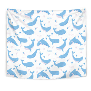 Blue Whale Pattern Wall Tapestry