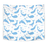 Blue Whale Pattern Wall Tapestry