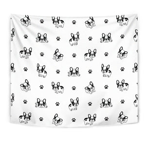 Cute French Bulldog Paw Pattern Wall Tapestry