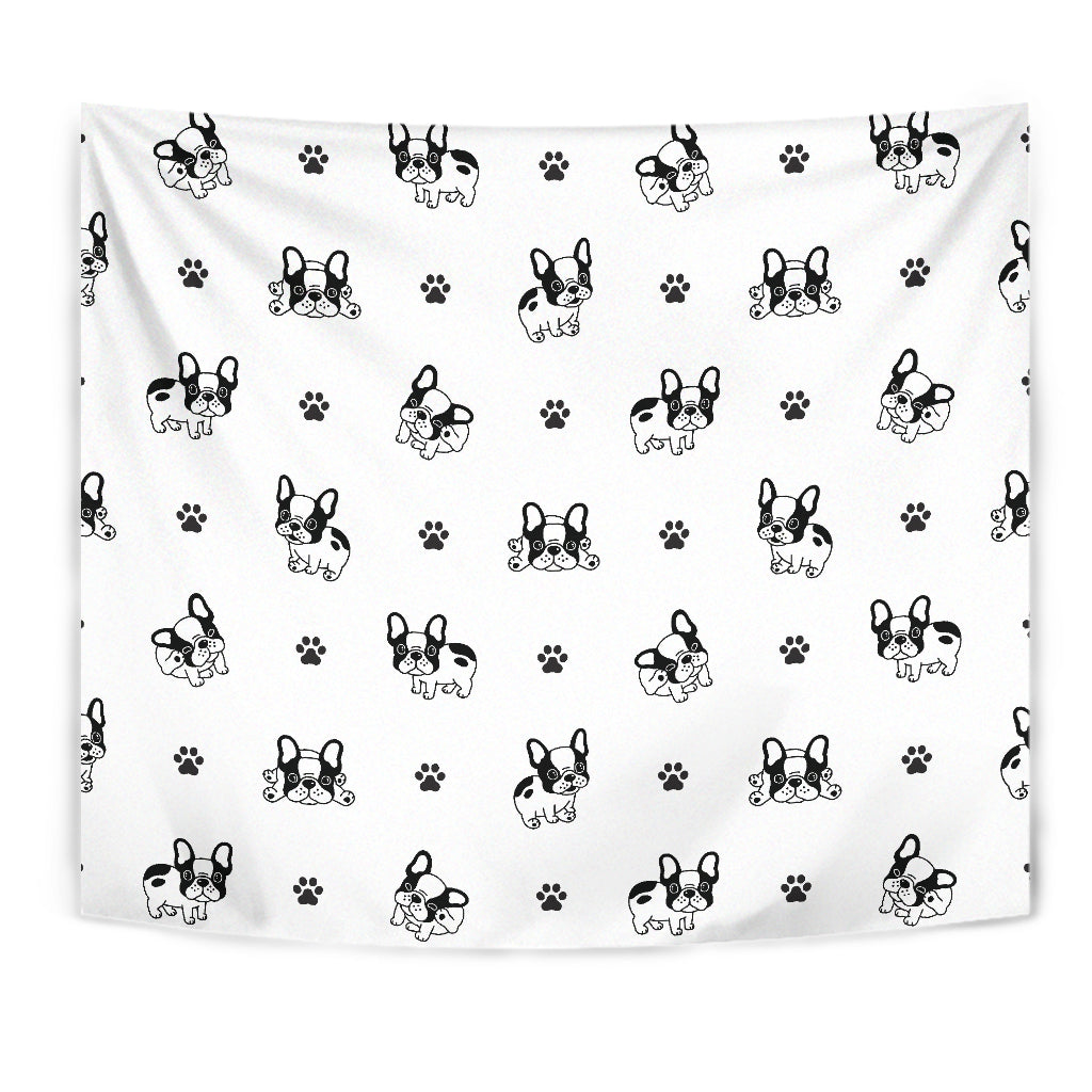Cute French Bulldog Paw Pattern Wall Tapestry