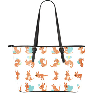 Cute Kangaroo Pattern Large Leather Tote Bag