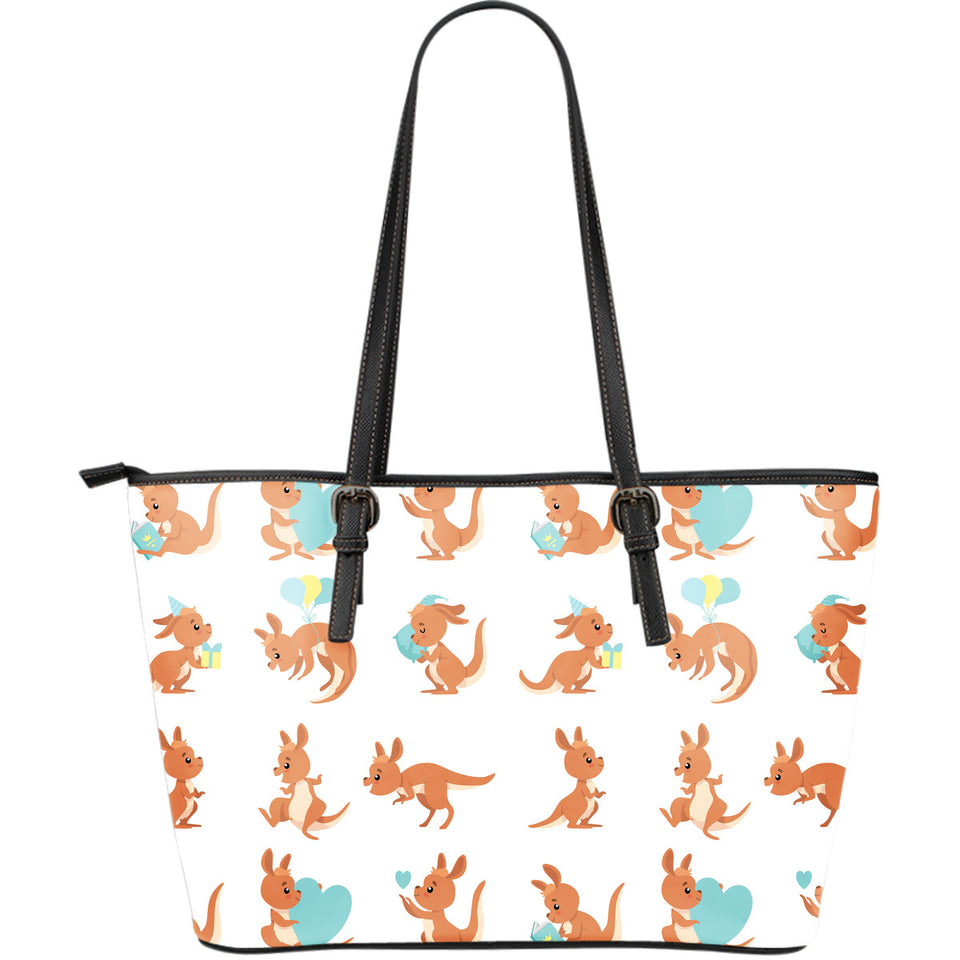 Cute Kangaroo Pattern Large Leather Tote Bag