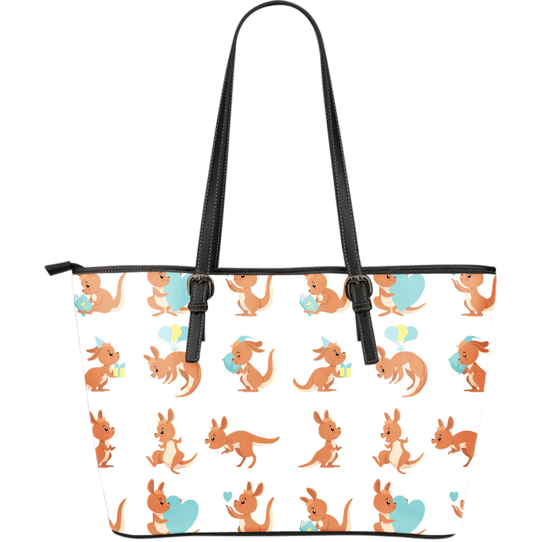 Cute Kangaroo Pattern Large Leather Tote Bag